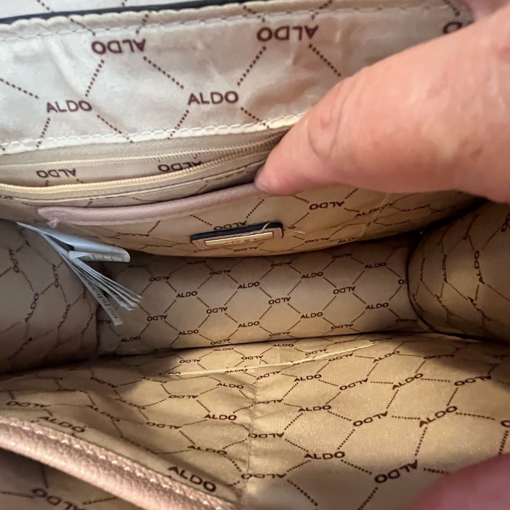 Aldo Tan And Cream Satchel With Gold Chain - image 7